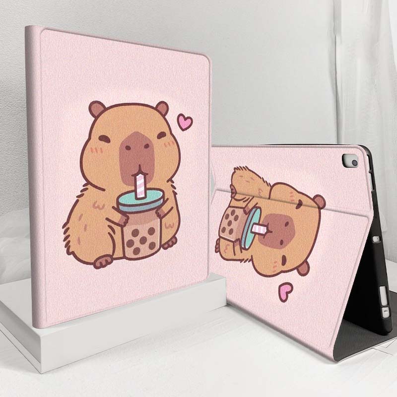 Tablet S9 Fe Accessories - Cartoon Capybara Bubble Tea für Samsung