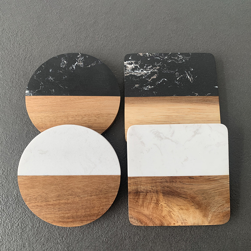 Tablet Accessories Kit - Marmor Untersetzer Holz Nähte Untersetzer Kaffee